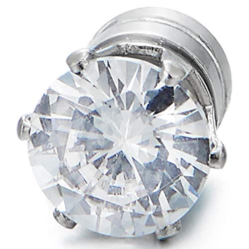 حلق صغير بريمة مغناطيسي للرجال والنساء مرصع بحجر زركونيا مكعب من الستيل بلون ذهبي مع مشبك وهمي لا يحتاج لثقب الاذن ستانلس ستيل كوول ستييل اند بيوند