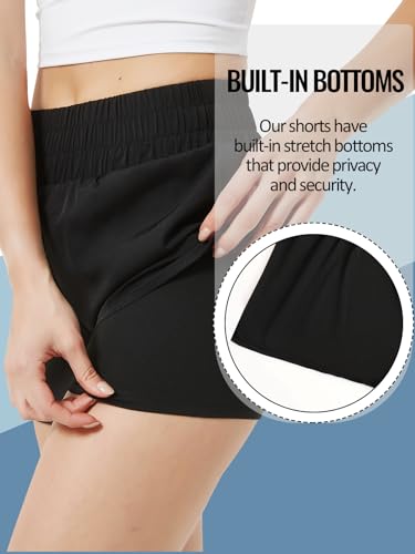 Soudittur Running Shorts Womens 2 in 1 Lightweight Quick Dry Activewear Shorts with Zipper Pockets Ladies Swim Shorts for Beach, Summer, Workout, Athletic, Jogging - Image 4