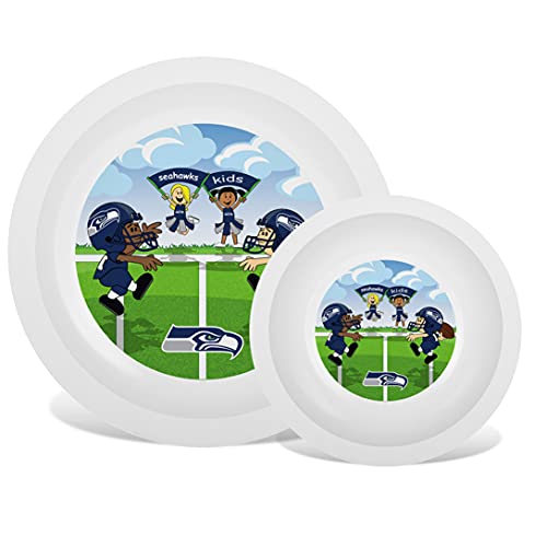 Baby Fanatic NFL Legacy Infant Plate & Bowl Set, Seattle Seahawks, for Ages 6 Months & Up