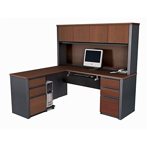Bowery Hill L-Shaped Wood Computer Desk in Bordeaux Graphite