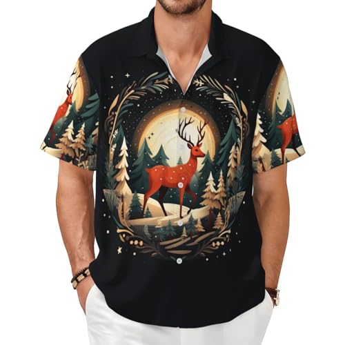Chemise imprimé cerf joyeux Noël cadeau homme idéal pour un été doux et confortable
