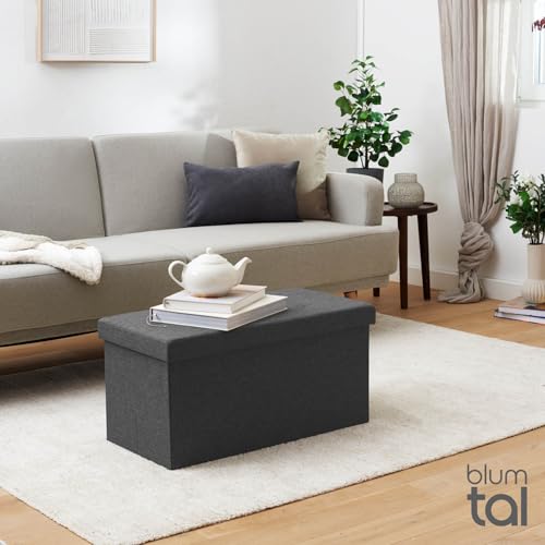 Blumtal Sitzbank mit Stauraum + extra Box - Truhenbank 76x38x38 cm - Bequemer Polsterhocker in Anthrazit