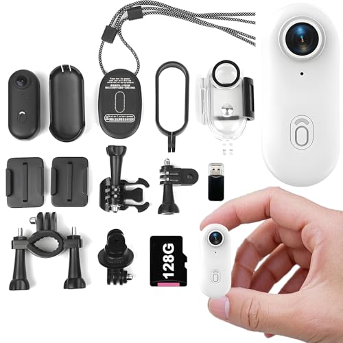 4k Mini Body Camera?Small WiFi Action Camera?Sports Cam Wearable?Magnetic Necklace Thumb Camera for Lecture, Cycling, Travel, Pet Walking Outdoors Activities (1080P White-128G)