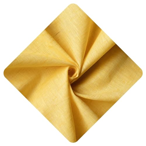 Image of Unstitched Cotton Fabric for Men and Women - Light Weight Self Pattern Khadi Cotton Fabric Material (2.5 Meter, Lemon)