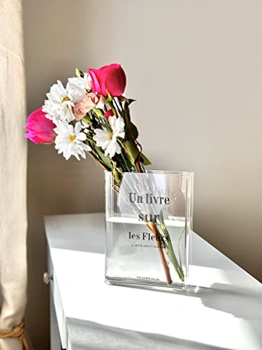 Book Vase Clear Acrylic For Flowers, Unique Flower Vases Aesthetic Room Decor Artistic For Modern Home Artistic #TOP1