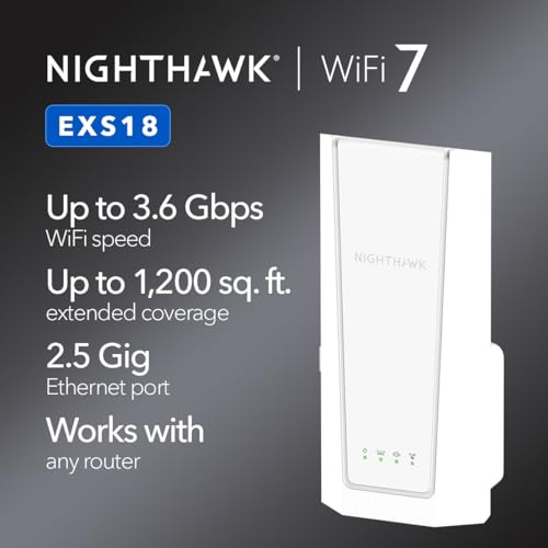 Image of NETGEAR WiFi 7 Range Extender (EXS18) - BE3600 Dual-Band Wireless Internet Signal Range Extender (up to 3.6 Gbps Speed) - Add up to 1,200 sq. ft., 40 Devices - WPA3 Security, Smart Roaming
