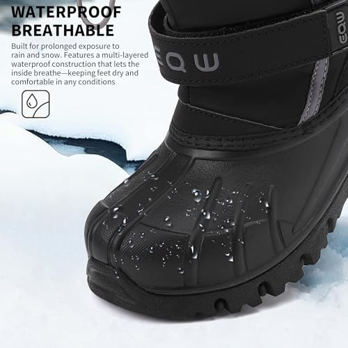 Kids Snow Boots for Boys & Girls, Waterproof, Fur Lined & Insulated Warm, Easy On/Off, Non-Slip for Sledding & Snowy Play, Little Kid/Big Kid2