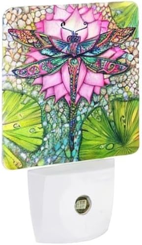 Miniatura 9 de Luz nocturna de libélula, lámpara LED enchufable, luces nocturnas para dormitorio, decoración de loto para habitación de niños, pasillo, escaleras,