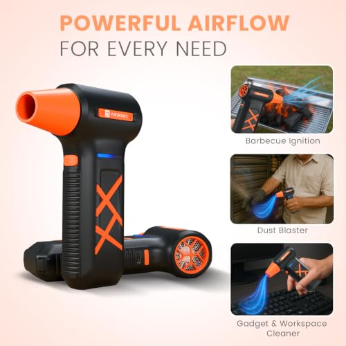 Image of Portronics Tornado Plus Handheld High-Speed Air Duster With Upto 1,30,000 RPM, Type-C Rechargeable, BLDC Motor, 3 Speed Control, LED Indicator, Multiple Nozzle Attachments, for Car Cleaning, PC & Home