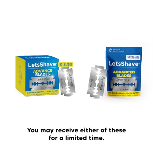 Image of LetsShave Advanced Double Edge Blades - Pack of 50 | Stainless Steel | Compatible with All DE Safety Razors | Sharp, Smooth & Safe Shave