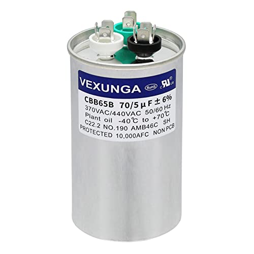 Image of VEXUNGA 70 /5uF 70+5 MFD 370VAC or 440VAC Dual Run Start Round A /C Capacitor