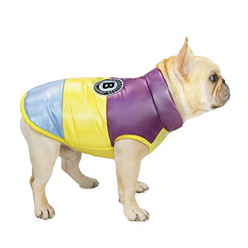 SMALLLEE_LUCKY_STORE - Vestiti da Bulldog francese per cani e ragazzine, cappotto imbottito invernale caldo e spesso, foderato in pile, impermeabile, colore giallo, XL