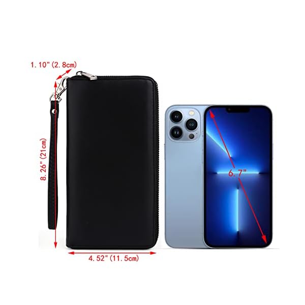 UTO Women Wallet RFID Large Leather Zip Around Card Holder Checkbook Passport Organizer Ladies Travel Clutch with Wristlet CA - Image 7