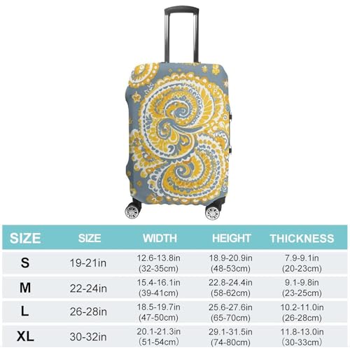 Yellow Paisley Pattern Luggage Cover Elastic Luggage Covers for Suitcase Travel Luggage Covers Anti-Scratch Washable Suitcase Sleeve Fits 19-32 Inch Luggage2