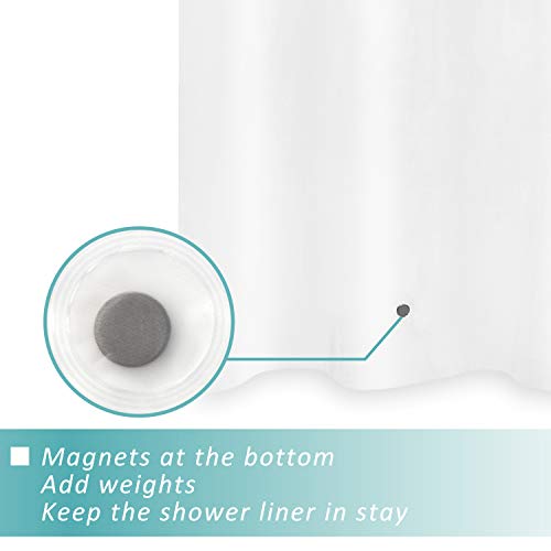 Image of Mrs Awesome Short Shower Curtain Liner with 6 Magnets 72 x 66 inch Frosted Thick PEVA Waterproof Plastic Shower Curtain 72x66, Frost