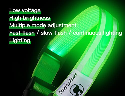 Omni Soulmate Third Led Dog Collar,Usb Rechargeable Light Up Dog Collars,3Modes,Waterproof Dog Lights For Night Walking,Make Pet Visible And Safety For Night Walking，For Small Medium Large Dogs #TOP3