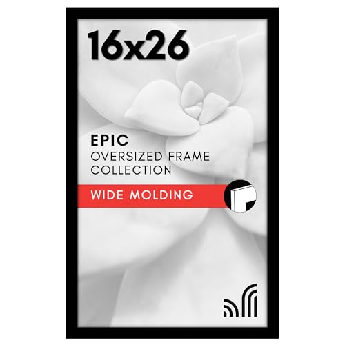 Americanflat 16x26 Picture Frame with Polished Plexiglass - Black Picture Frame - Wide Photo Frames Made of Engineered Wood for Vertical or Horizontal Wall Display - Epic Collection - Black