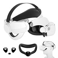 Head Strap for Oculus Quest 2, Halo Elite Strap & Silicone Face Cover Set for Oculus/Meta - Adjustable Replacement Accessories for VR - Reduce Face ​Pressure Comfortable Soft Touch (White)
