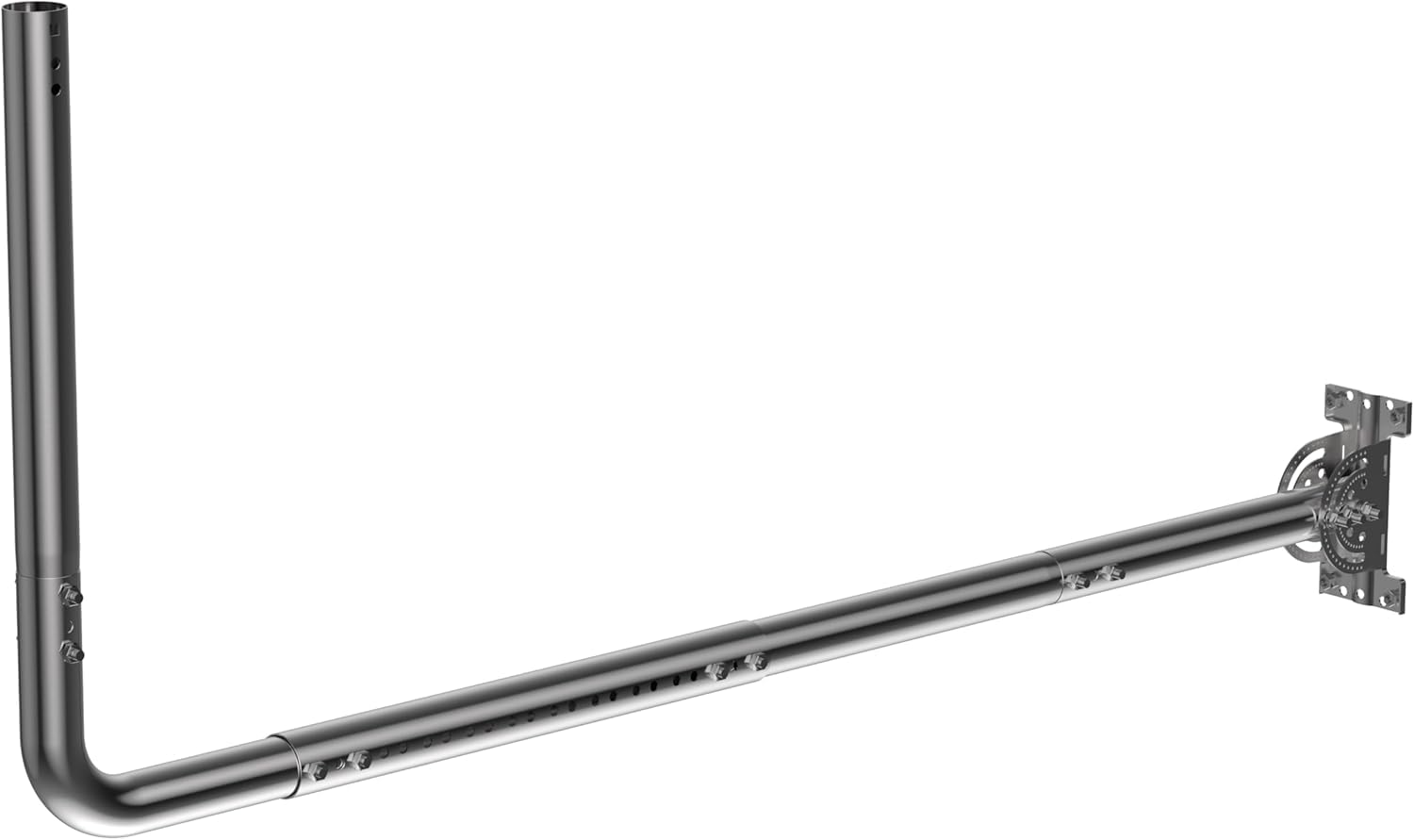 Staffa per antenna con lunghezza e altezza regolabili, adatta per grondaie lunghe e pareti, dotata di gomito a 90°, ideale per antenne TV da esterno, antenna Starlink, ripetitori WiFi e altro