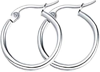 shobhram Silver Slim Bali Round 316L Stainless Steel Earrings for Men and Boys | Fashion Non Piercing Earrings for Men | Stainless Steel Earrings for Boys-picture-49