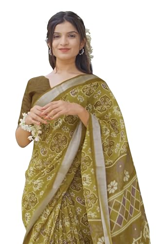 Image of MIRCHI FASHION Saree for Woman Cotton Blend Printed | Traditional Ethnic Sari for Ceremonial Use and Farewell with Blouse Piece