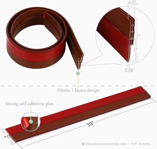 Image of Door Bottom Seal Strip Adhesive Silicone Gap Cover Strip Flexible Bottom Sealing Strip with Hollow Channel Design Roll for Door Edge Installation (Brown, 3 Meter)