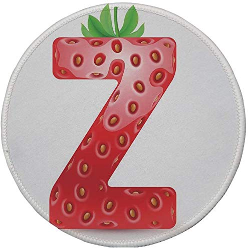 Preisvergleich Produktbild Rutschfreies Gummi-rundes Mauspad Buchstabe Z Gourmet-Lebensmittel Leckere Sommerfrüchte Inspiriertes Alphabet Z Typoskript-Design Dekorativ Zinnoberrot-Orange 7.9"x7.9"x3MM