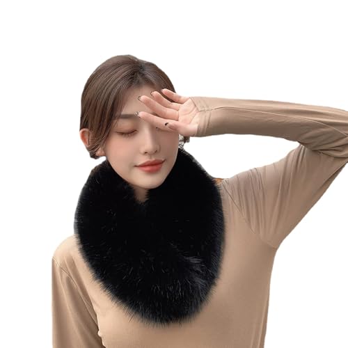 Bufanda de Piel sintética para Mujer, Abrigo Suave para el Cuello para el Invierno, Mantiene el Calor, Bufandas de Cuello sólido y Gruesas y cálidas (Black)