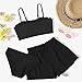 KAGAYD Toddler Girls Swimsuits Girls' Fashion Swimsuits Toddler Girl's 3 Piece Soild Bikini Rullfe Bathing (Black, 8-10 Years)