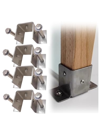 Anclajes de Acero Inoxidable 4x4x3.15 pulg para postes, set de 4 piezas