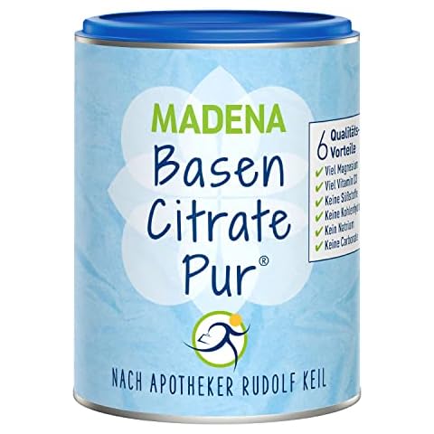 MADENA BasenCitrate Pur nach Apotheker Rudolf Keil Basenpulver 216g Dose Das Original mit 100% organischen Basen VEGAN Viel Magnesiumcitrat, Zink, Kalium, Calcium Diät - Basenfasten (1) Cover