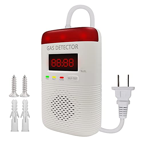 HYTONG Natural Gas detectors , Gas Leak Detector with Digital Concentration Display, Combustible Gas, Formaldehyde Propane Methane Gas Monitor Sniffer Audible Alarm Mold Detector, Voltage 110~220V