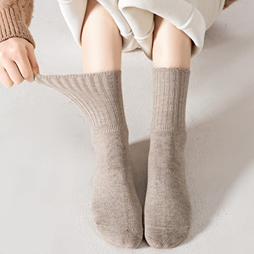 Image of PADFOM Women Thin Cashmere Socks, Soft Socks Women Above Crew Socks 5 Pairs Size 5-9