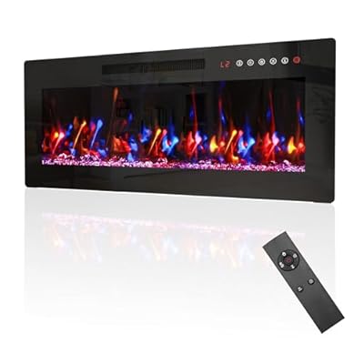 BREEZEHEAT 36 inch Electric Fireplace Inserts-Recessed Fireplace for TV Stand-Wall Fireplace with Remote Control, 12 Flame Colors, 5 Brightness, 1-8H Timer, Overheat Protection, 750/1500W