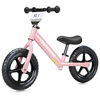 Youthkkee 12 Inch Toddler Balance Bike for 2-5 Year Olds, No-Pedal Bike with Tool-Free Adjustable Seat, Quick Assembly, Gift for 2-3 Year Old Boys & Girls with Customizable Plate