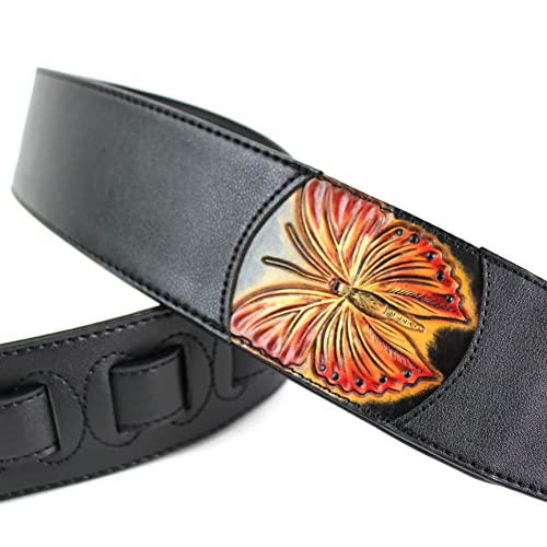 Walker And Williams CVG-166 Sangle rembourrée Motif papillon Rouge écarlate et doré - Les Beatles, Paul McCartney, John Lennon, RIngo Starr, George Harrison Walker And Williams CVG-166 Sangle rembourrée Motif papillon Rouge écarlate et doré – Image 4