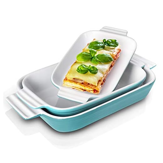 Inmorven Baking Dish, Casserole Dish Rectangular Porcelain Bakeware Set, Ceramic Lasagna Pans Set of 3 for Cooking, Cake Dinner, Kitchen, Banquet and Daily Use, 10.6" x 7.9"(Turquoise)