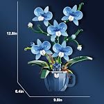 Blue Orchid Flower Building Set for Adults, Coffee Cup Orchid Botanical Collection Plant Building Kit, Home and Office Decor Gift for Christmas, Valentines, Birthday, 567PCS
