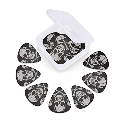 Lot de 12 médiators noirs en forme de tête de mort pour guitare électrique, basse acoustique, cadeau avec boîte - Les Beatles, Paul McCartney, John Lennon, RIngo Starr, George Harrison Lot de 12 médiators noirs en forme de tête de mort pour guitare électrique, basse acoustique, cadeau avec boîte – Image 4
