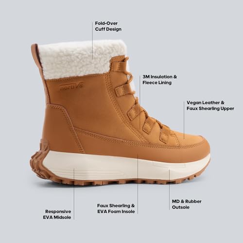 NORTIV 8 Women's Winter Boots Ankle Waterproof Lightweight Snow Sneaker Boots,Size 8.5,TAN,SNSB241W