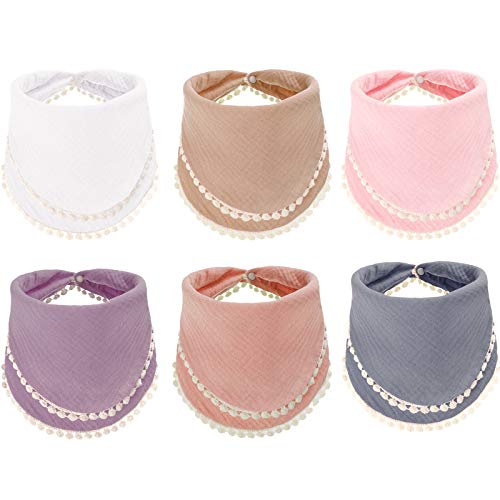 6 Pieces Baby Bandana Bibs Breathable Baby Scarf Bibs Cotton Baby Drool Bids Soft Baby Bids Unisex Burp Cloths, Size Adjustable with 6 Colors