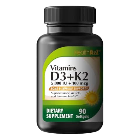 NutraA2Z Vitamins D3 & K2 5000IU + 100mcg (90 Softgels) Cover
