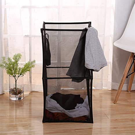 Pop-Up-Wäschekorb Faltbar – Netz-Korb Mit Griff, 32 X 32 X 64 Cm (schwarz)