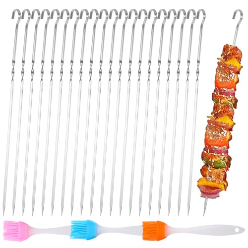 HonQiShiMY 40 Piezas Brochetas de Barbacoa de Acero Inoxidable 28cm,Pinchos para Barbacoa Reutilizables,Brochetas de Metal para Malvaviscos,Bombones, Aperitivos para Hogueras, Verduras, Pescado,Frutas