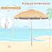 HAPPYGRILL 6.5 FT Beach Umbrella with Sand Anchor, Portable Outdoor Sunshade with Push Button Tilt, Sun Protection, Carrying Bag, Vented Canopy, Patio Parasol for Garden Pool Backyard (Yellow)