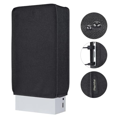 PlayVital Housse Anti-Poussière pour Xbox Series S Console Protection Accessoires pour Xbox Series S,Cover Poussière Nylon Protege,Noir-Vertical