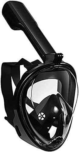 Full Face Snorkel Mask Foldable Snorkel Diving Mask Full Face Scuba Diving Mask Anti Fog Goggles Underwater Wide View Snorkel Swimming Mask for Kids and Adult Black(S/M)