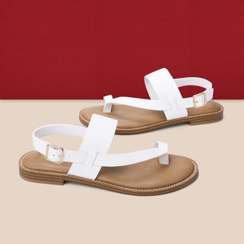 Luffymomo Women's Thong Flat Sandals Adjustable Ankle Buckle Summer Sandal Casual Open Toe Fisherman Shoes 7