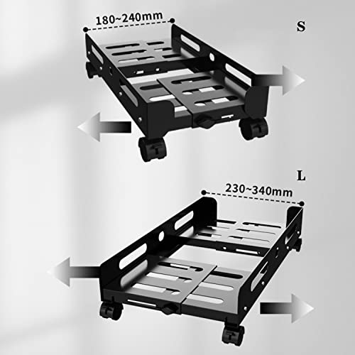 Soporte para CPU Torre para PC móvil con soporte ancho ajustable, acero, con ruedas giratorias miniatura 4