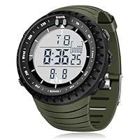PALADA Relógio esportivo digital masculino à prova d'água com retroiluminação LED para homens, Verde militar seco, esportes, trabalho, vida diária